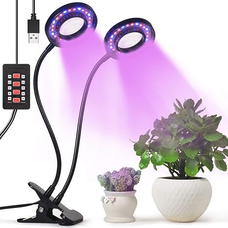 Lovebay 12W 36-LEDs(24 Rote,12 Blaue) Pflanzenlicht Wachstumslampe Pflanzenlampe||Dimmbar 5 Lichtstärken||mit Klemmhalterung|