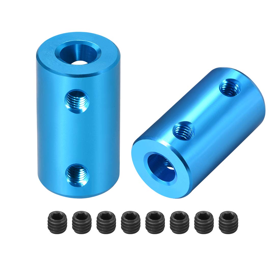 sourcing map 6mm to 6mm Bore Rigid Coupling Set Screw L25XD14 Aluminum Alloy,Shaft Coupler Connector for 3D Printers, Motor Accessories,Blue,2pcs