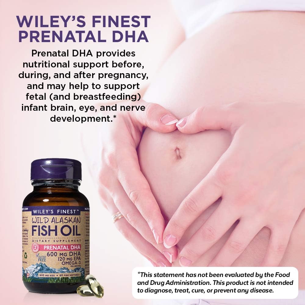 Wiley's Finest Wild Alaskan Fish Oil Prenatal DHA, 720mg EPA and DHA Omega-3s for Pregnant Women and Nursing Mothers - Image 4