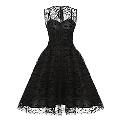 Keyhole Mesh Floral Embroidery Dress for Women