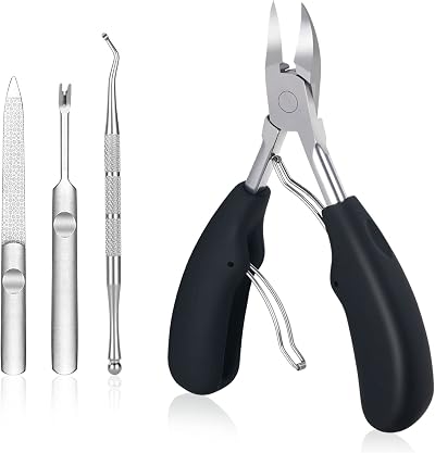 URAQT Toenail Clippers 4 Pcs Nipper Trimmer Kit with Nail File Nail Lifter Duo