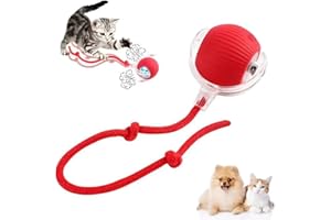GENERIC Interactive Cat Toys Ball for Indoor Cats, The 3rd - Gen New Automatic Cat Toy, Elastic Tail Rope, Chirps to Mimic Prey & Attract, Automatic Cats/Kitten Toys (Crimson)