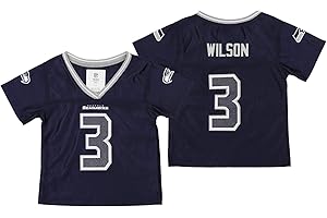 Outerstuff NFL Infant (12M-24M) Toddler (2T-4T) Girls Seattle Seahawks Russell Wilson #3 Sparkle Player Jersey, Navy