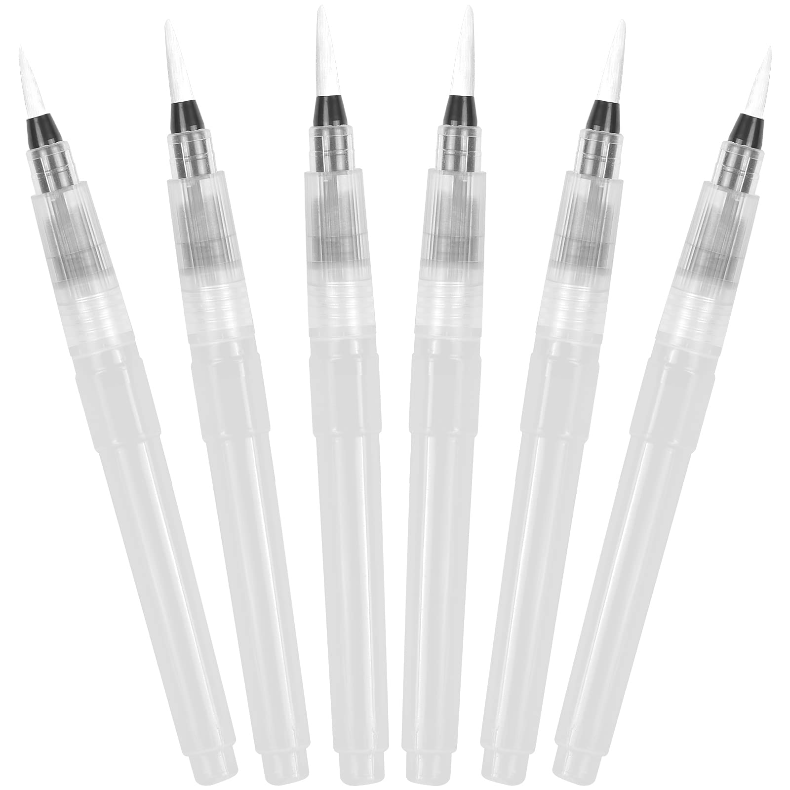 Yasmous 6PCS Watercolour Brush Set - Refillable Water Pen with Nylon Tips and Reservoir - 6 Different Sizes for Art Painting, Calligraphy