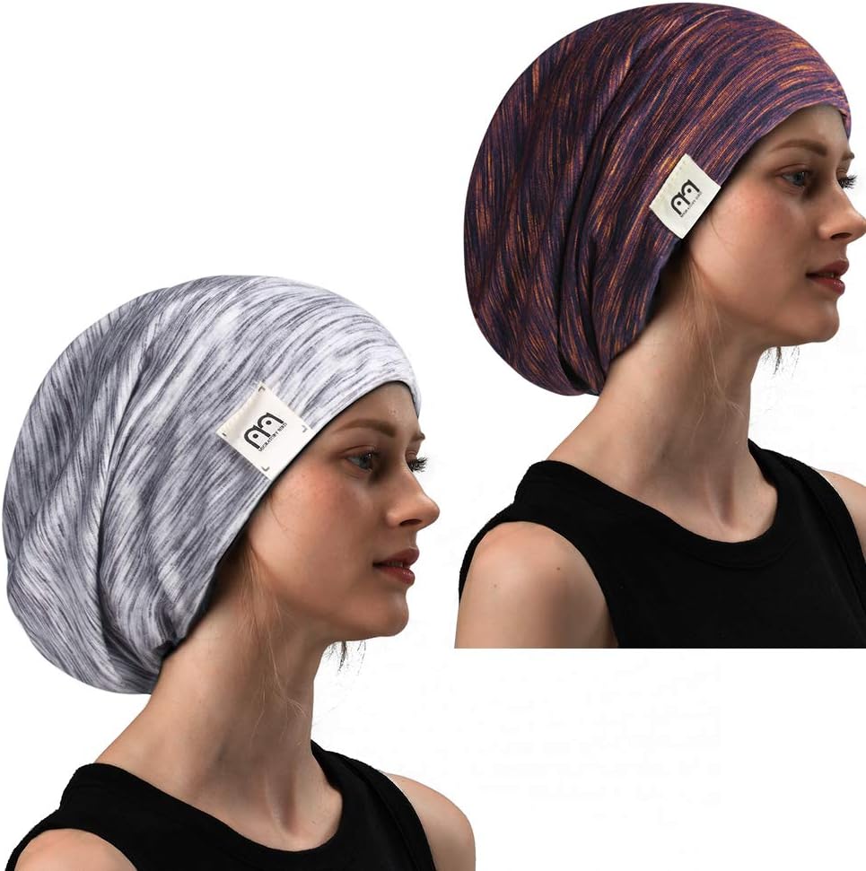 milkfeel Extra Large Satin Sleeping Bonnet Cap Wide Elastic Band Beanie Hat for Curly Natural Long Hair