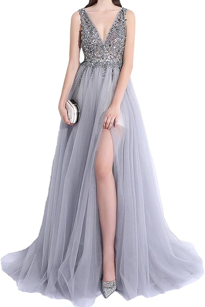 Glitzer Abendkleid Damen Lang - Elegantes Paillettenkleid Mit Reißverschluss