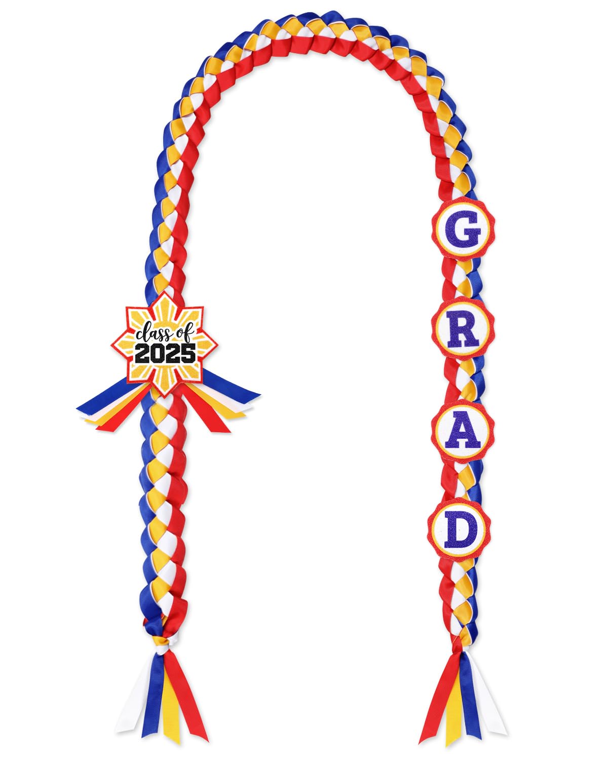 Grad Leis Class Of 2025 Graduation Ribbon Double Braided Necklace Handmade Congrats Graduates Leis Class 2025 Graduation Cap Tag High School College Gra
