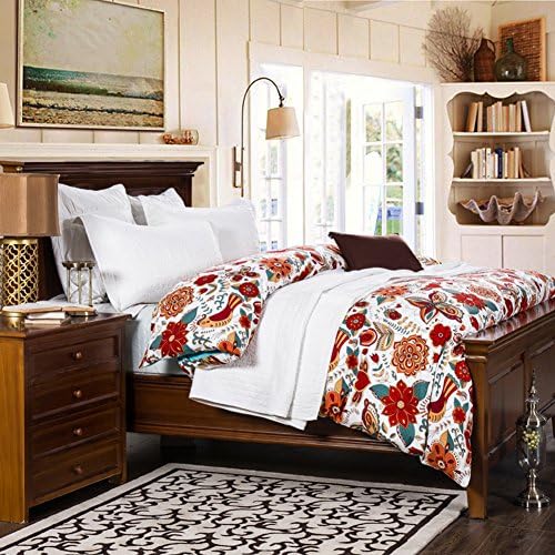 Modern Minimalist style Striped flowers/Floral 100% Cotton Quilt Cover-S 160x200cm(63x79inch)