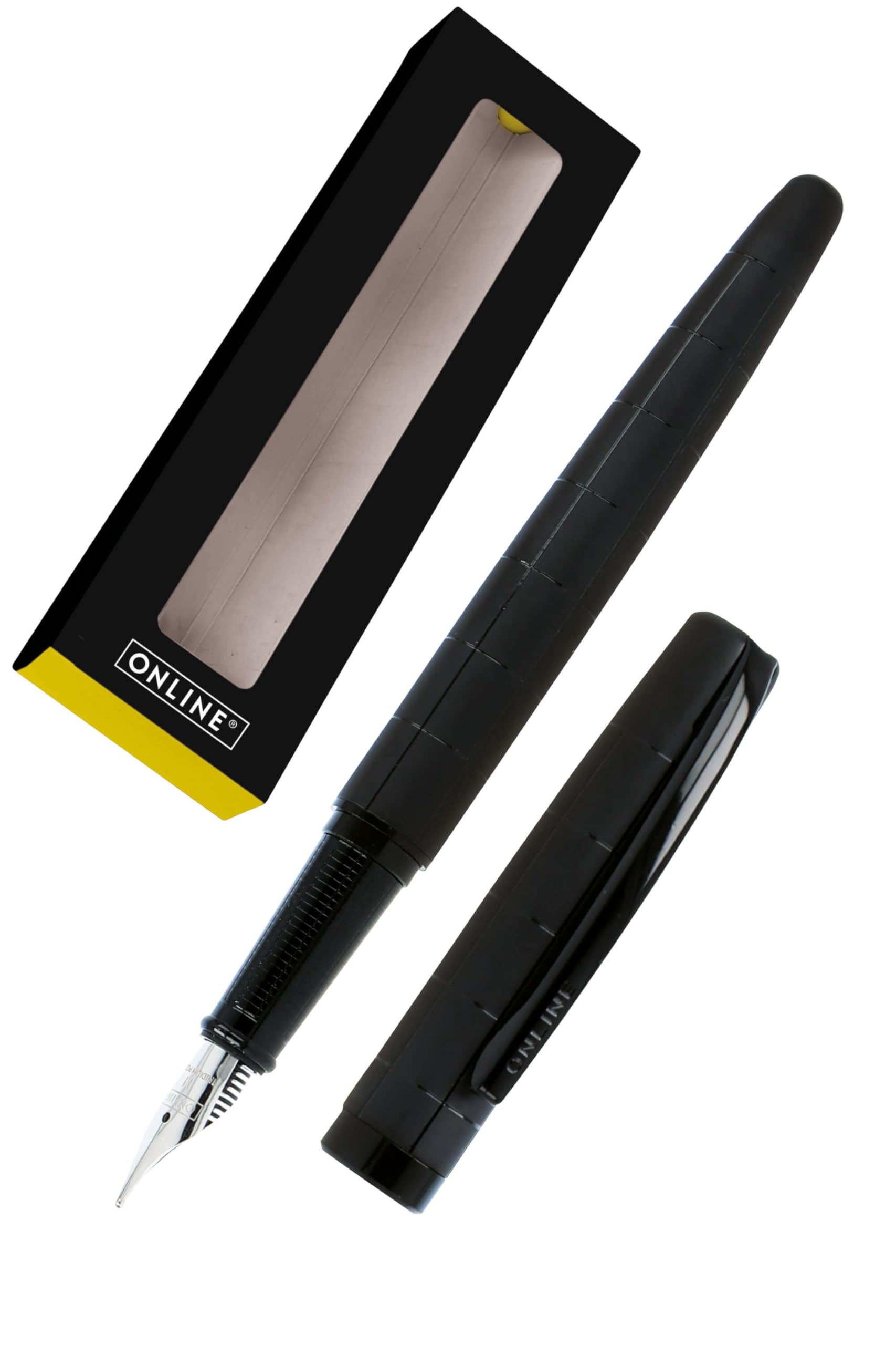 Online Eleganza Fountain Pen I Black I Nib Size M I Metal Clip I Includes Ink Cartridge I Fountain-Pen for Standard Ink Cartridges Or Converter I In Gift Box