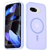 LATVIN Phone Cover for Google Pixel 9a Case | with 1 Screen Protector, Compatible with MagSafe, Magnetic, Military Grade Protection, Translucent Matte Frosted Back, Lavender Purple
