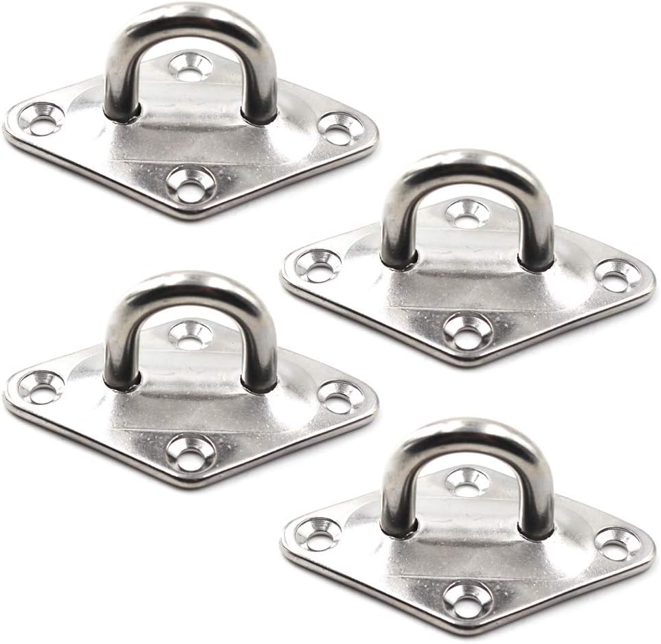Ceiling Wall Mount Hook Heavy Duty Anchor Diamond Pad Eye Plate 304 Stainless Steel Great for Yoga Swings Hammocks/Boat Rigging/Marine Deck Hardware/Suspension Training Straps