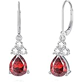 Seiyang Birthstone Earrings 925 Sterling Silver Infinity/Teardrop Gemstone Dangle Drop Leverback Earrings with 12 Months Birthstone Birthday Jewelry Gifts for Women
