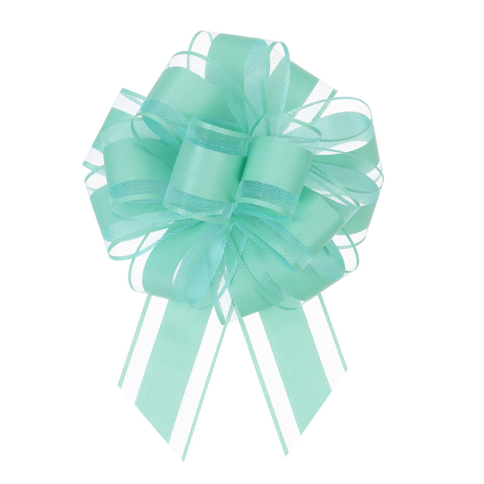 Uxcell 5pcs 6 Inch Large Big Pull Bow Organza Gift Wrapping Ribbon for Wedding Car Baskets Presents Christmas, Blue