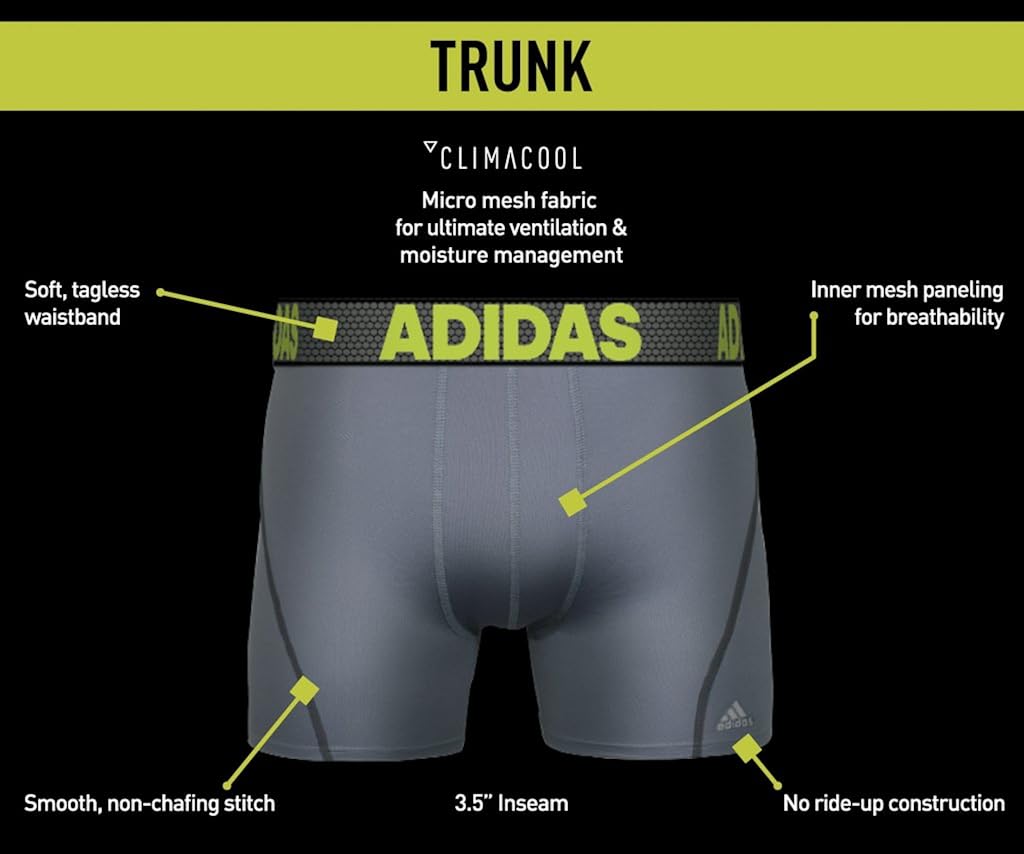 adidas Men's Sport Performance ClimaCool Trunk Underwear (2-Pack): Clothing