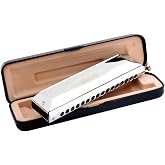 East top 16 Holes 64 Tonse Chromatic Harmonica Key of C, Chromatic Mouth Organ Harmonica for Adults, Professionals and Students (SR)