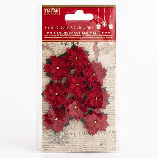 Christmas Craft Decorations - 3cm Red Poinsettia Christmas Flowers