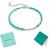 Sheplus Gifts for Friends Women - Sterling Silver Genuine Turquoise Pearl Beaded Bracelet Handmade Western Jewelry for Valentine's Day