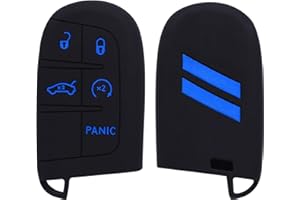 GZSH Key Fob Cover for Dodge Accessories 5 Button Key Fob Case Silicone Key Fob Cover Replacement Remote Control Key Fob Shell Fit for Dodge Challenger Charger Dart Durango Journey |Blue Design|