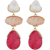 Acrylic Geometric Earrings Multilayer Resin Earrings Long Drop Dangle Earrings Acetate Tassel Earrings Long Pink Cute Jewelry Design for Women