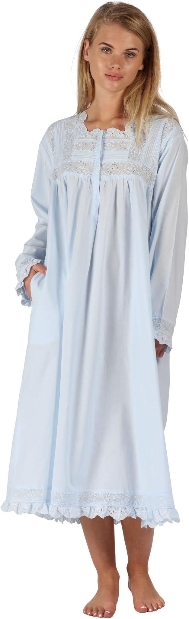 The 1 for U Henrietta 100% Cotton Victorian Nightgown with Pockets 7 Sizes