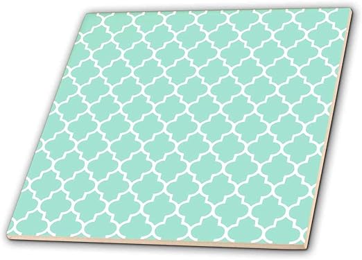 Amazon Com 3drose Ct 120256 4 Mint Quatrefoil Pattern Light Teal Turquoise Moroccan Tiles Pastel Aqua Blue Clover Lattice Ceramic Tile 12 Inch Home Kitchen