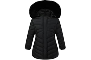 NAUYSWI Girl's Winter Coat Hooded Long Parka, Kids Down Outerwear Jacket with Elegant Double-Closure Design