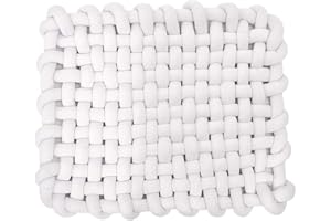 Wonder Space Knotted Braided Plush Mat, Baby Infant Newborn Sleeping Tummy Time Playing Nursery Rug Knot Floor Cushion, Handmade Pure Soft Fabric, Fashion Cute Toddler Children Room Decor, White