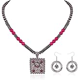 Montana West Wrangler 3 Pieces Jewelry Set for Women Western Cowgirl Necklace Earring Set.