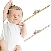 NUOSYI 2PCS Baby Girls Crown Headbands Rhinestone Tiara Elastic Hair Accessories For Infants Newborn Toddler Kids Photo Props Gifts