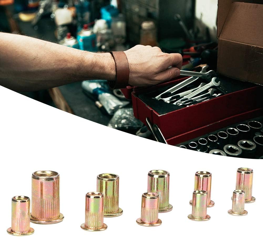 System Rivnut 300Pcs Rivet Nut Assortment Kit Carbon Steel Flat Head Threaded Insert ...