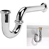 JEAPHA Stainless Steel P-Trap - 1 1/4 Inch Bathroom Basin Sink Waste Trap with Reducing Washer, Chrome Finish, Silver