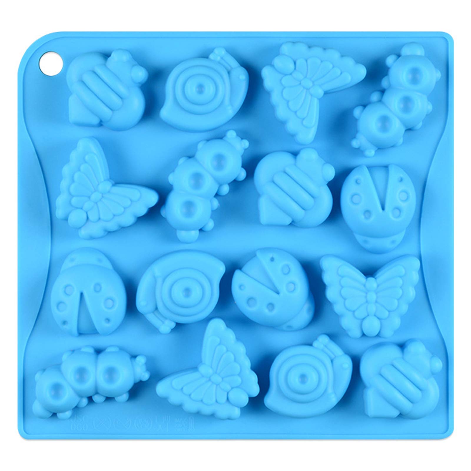 Chikanb 16 Cavity Insect Silicone Mould Set, 1 Pcs Mini Butterfly Snail Ladybug Bee Bug Chocolate Candy Mold, Made Little Candy Soap Crayon Wax Melt Ice Cube Mould Tray, Festival For New Year Gift