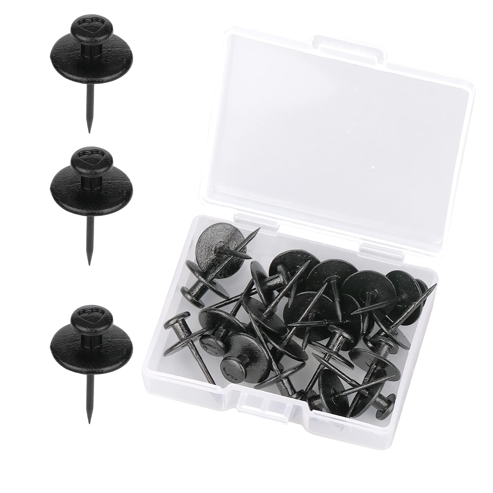 SAVITA 20pcs Picture Hangers Nails Double-Headed Wall Nails Pushpin Hook Hangers Decorative Push Pin Hooks for Home classroom Office Study Room Drywall (Black)