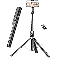 ANXRE 60" Phone Tripod Selfie Stick Tripod, [All in 1] Travel Phone Tripod Selfie Stick Tripod with Remote for Cell Phone Compatible with 4''-7'' iPhone Android Phone Tripod Stand for Vlogging