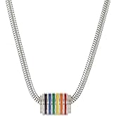 LOILAM Rainbow Necklace, Pride Accessories, LGBTQ+ Gay Lesbian Queer Bi Trans Jewelry, Snake Chain with Rainbow Pendant, Pride Gifts