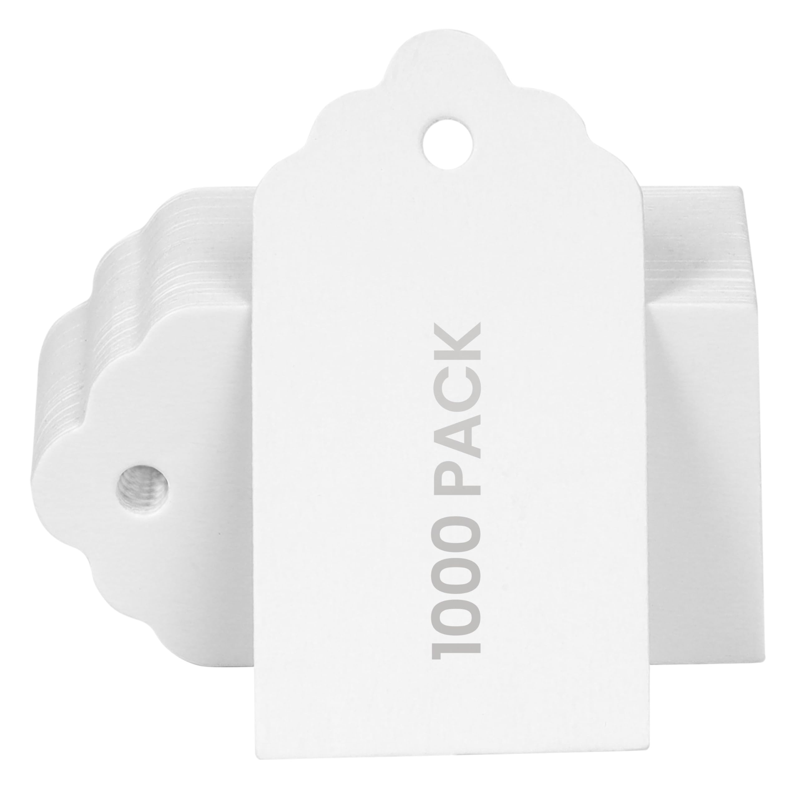 Belle Vous 1000 Pack of White Kraft Paper Gift Tags - 4.5 x 2.5cm/1.75 x 1 Inch - Rectangle Writable Hanging Labels for Presents, DIY Crafts, Christmas, Wedding, Birthdays and Merchandising