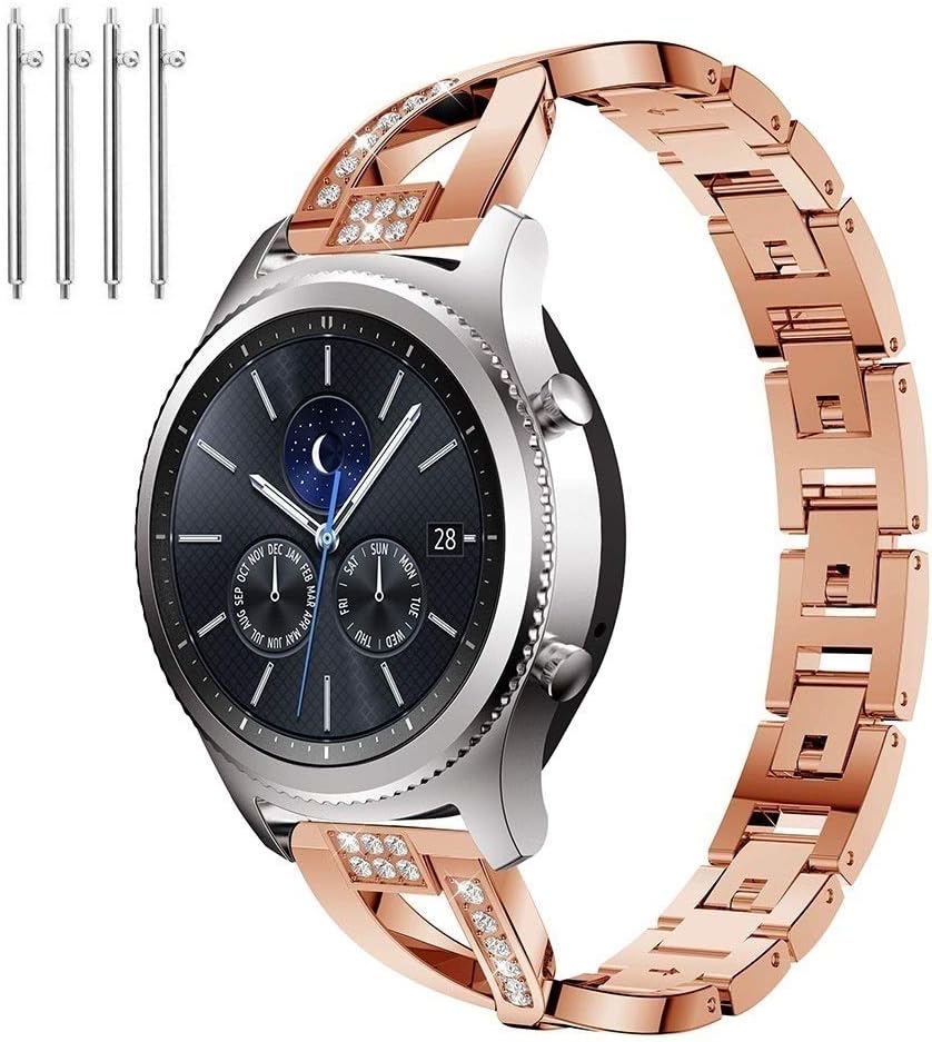 Compatible with Gear S3 Frontier/Galaxy Watch 3 45mm Bands, Galaxy Watch 46mm Band, Stainless Steel Metal Replacement Bracelet Wristband Strap for Gear S3 Frontie+Galaxy Watch 46mm/3 45mm Smart Watch