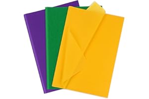 AORZIT Purple Yellow Green Tissue Paper 80 Sheets Mardi Gras Wrapping Tissue Paper Bulk 14x20 Inch Mardi Gras Tissue Paper for Gift Bag Carnival Masquerade Holiday Party Favor Supplies Decor