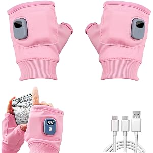 Rechargeable Heated Gloves for Women, Portable Heating Gloves with Digital Display, Upgraded Smart Thermostatic Electric Heat