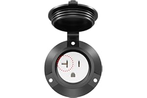 HYDUUU 15A / 20A Flanged Outlet NEMA 5-20 Female Electrical Receptacle with Cover for Shore Power RVs Truck Bed Block Heater Indoor Outdoor Use ETL Listed