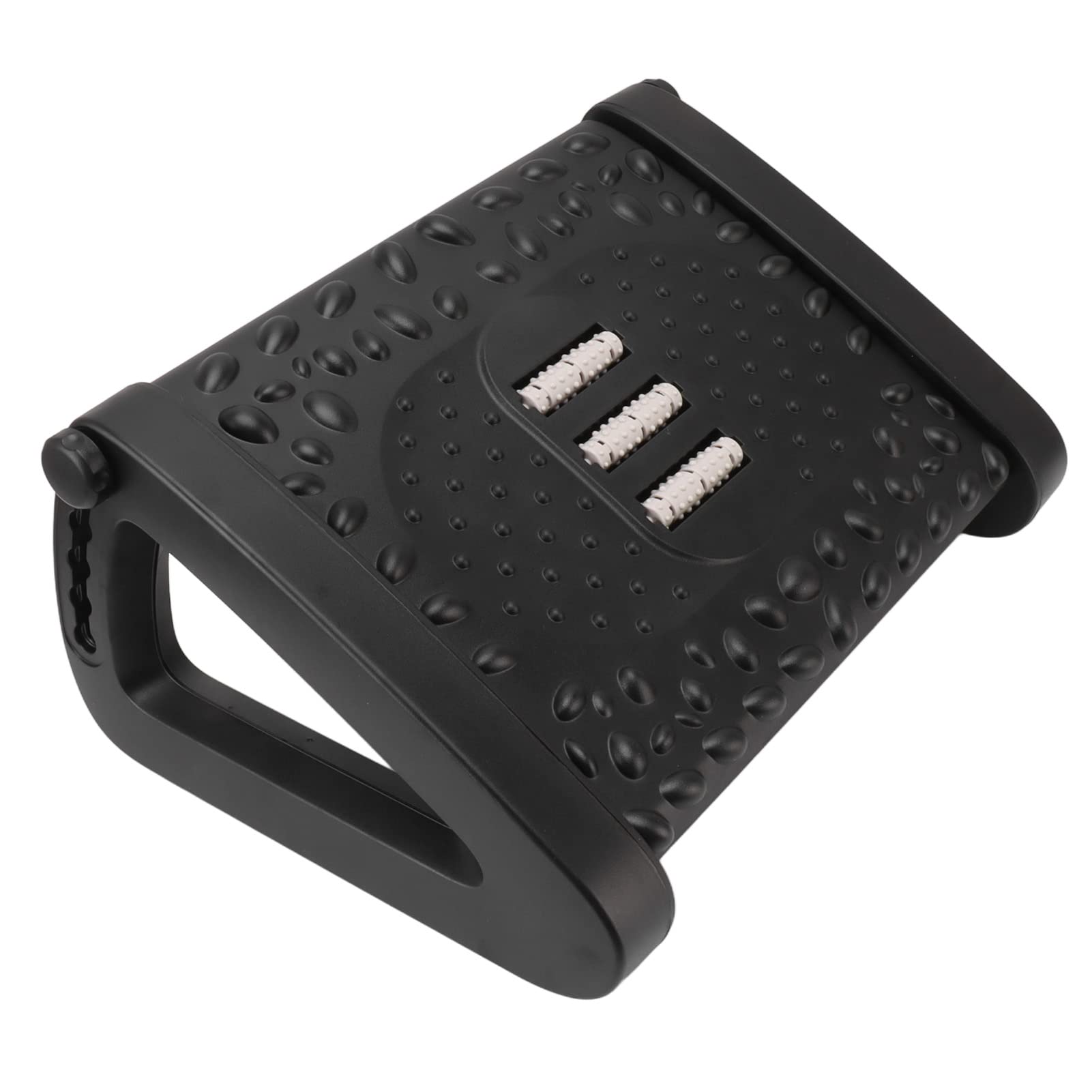 Foot Rest for Under Desk at Work, 6 Height Adjustable Footrest with Massage Sturdy Foot Stool for Home Office Airplane Travel (Black)