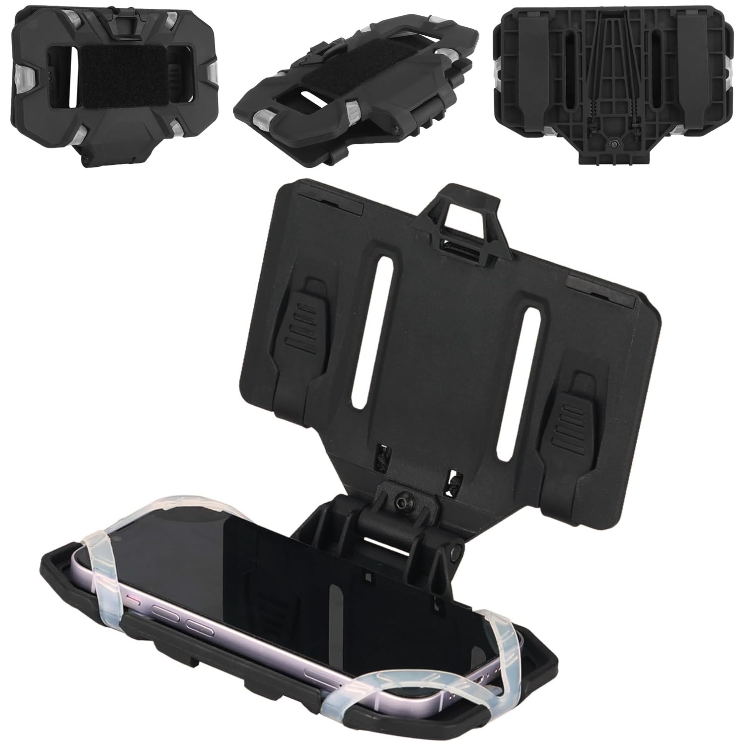 Gunyoo Tactical Plate Carrier Vest Attachments Universal Molle Phone Chest Mount Phone Holder Quick Release Folded Navigation Board for Screen Size 4.7"-6.7" (Black)