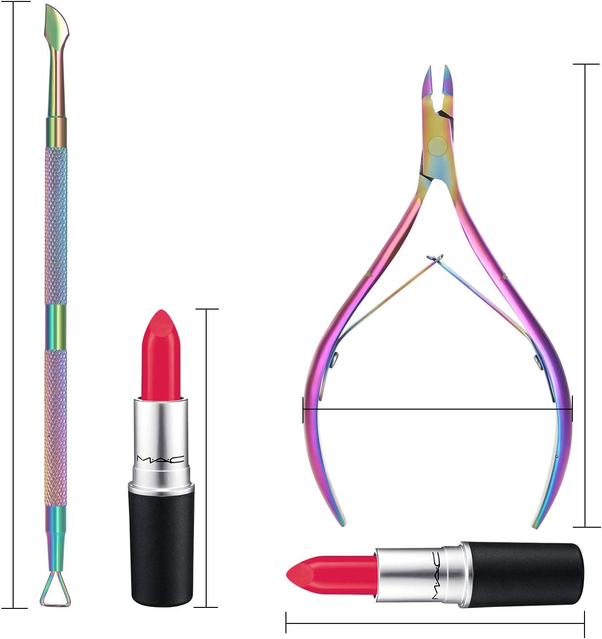 Cuticle Trimmer with Cuticle Pusher and Cuticle Cutter 5PCS Color Gradient Multi-Function Stainless Steel Cleaning Care Manicure Tools and Easy to Carry and Store: Home Improvement