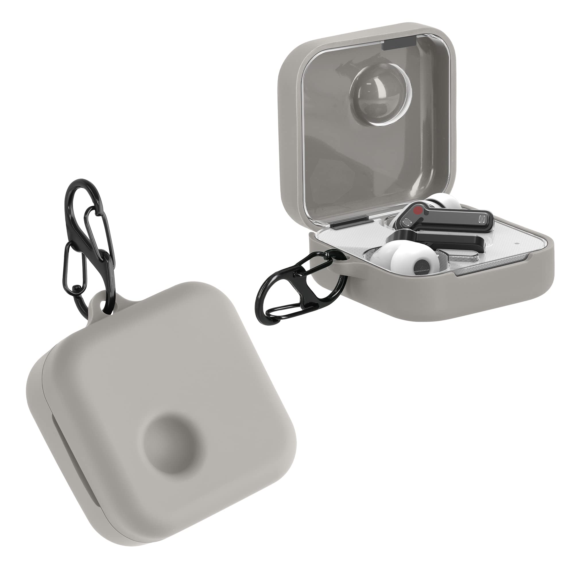 kwmobile Case Compatible with Nothing Ear (1) Case - Silicone Cover Holder for Earbuds - Grey