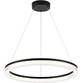 SUNMOO Modern Black LED Pendants,1 Ring Circular Chandelier,36W Dimmable | 3CCT,1 Ring Circular,Hanging LED Pendant Lighting,For Living Room Dining Room Kitchen Island Foyer Office