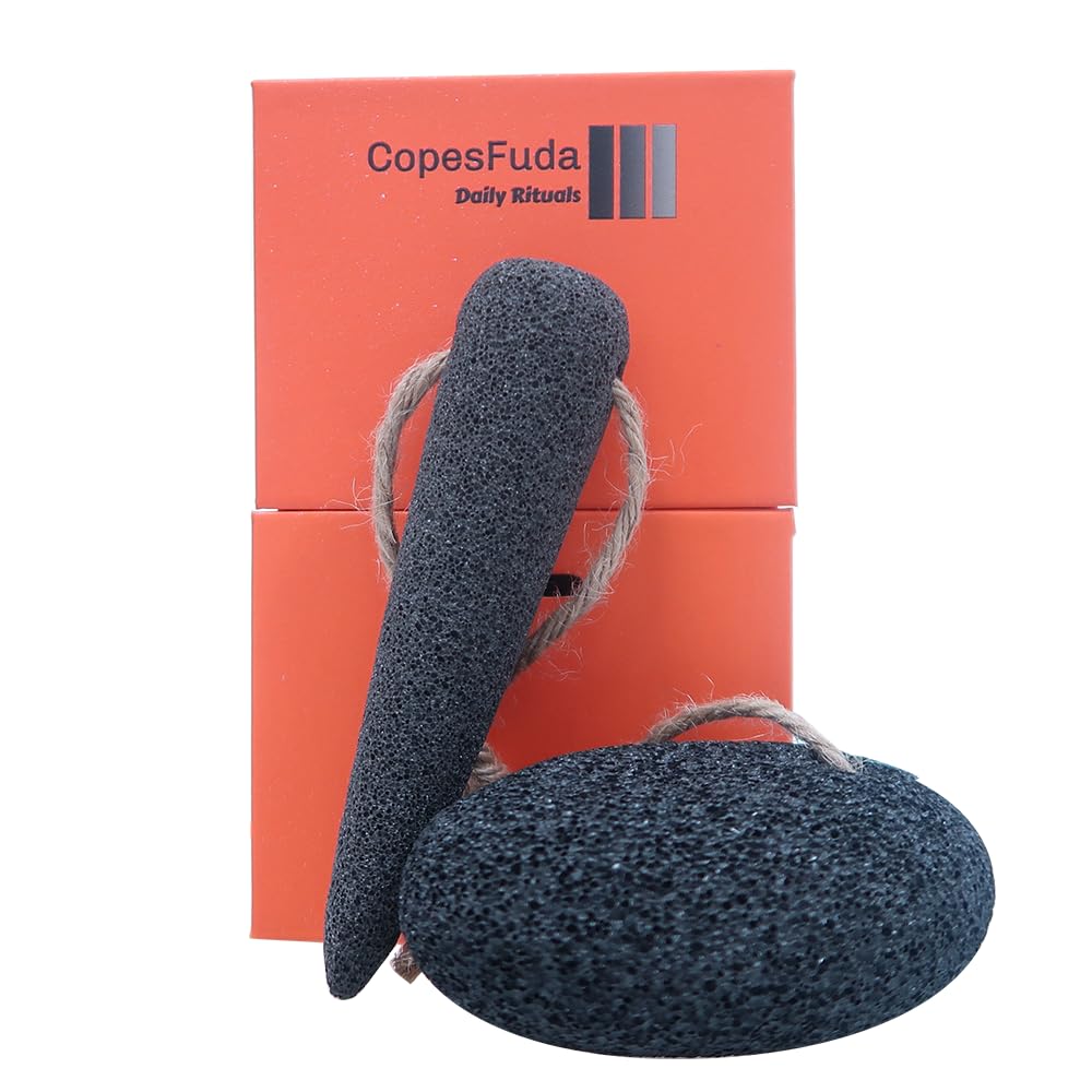 Natural Volcanic Pumice Stone for Feet & Hands. Foot Scrubber for Dead Skin Remover & Deep Cleansing, Cone Shape Stone for Hard-to-Reach Areas Corn Removal, 2 Pcs, Ready-to-Gift Design