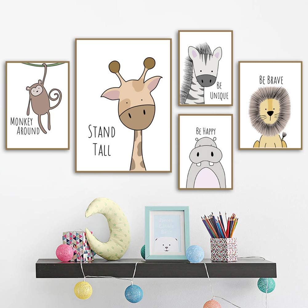 La Chambre De Bebe Lion Singe Girafe Format Dina4 Sans Cadre Lorcoo Lot De 3 Posters Pour Chambre Denfant Motif Tableaux Animaux Accessoires Et Decorations Tableaux
