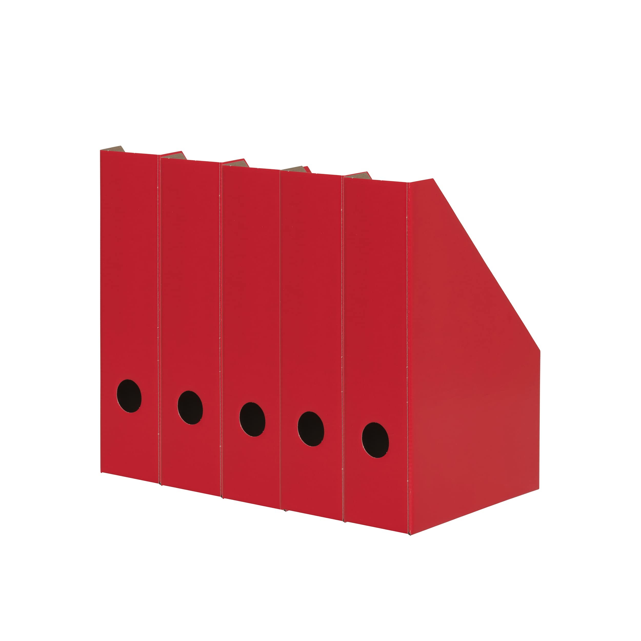 LANDRE Magazine File A4 Sturdy Cardboard 7cm Wide Red Pack of 5