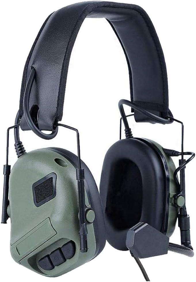 ATAIRSOFT Tactical Headset Wargame Hunting Headphone for Military Radio Walkie Talkie Without Noise Cancellation Function (BK): Health & Personal Care