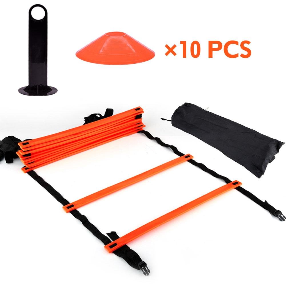 VGEBY1 Speed Agility Train Kit, 19Ft Flat Agility Ladder + 10pcs Disc Cones for Athletic Training(Orange)